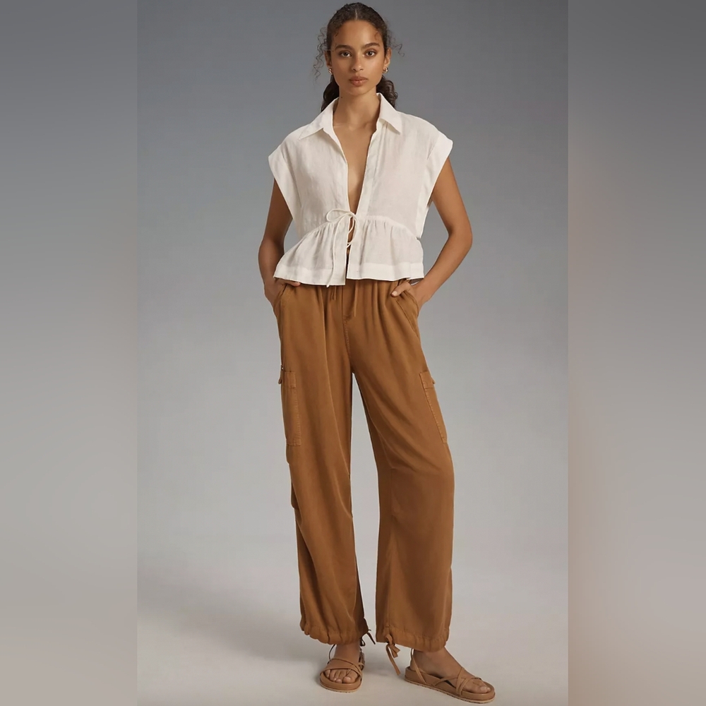 Le Jean Parachute Pants Camel Brown Size 10 $248
